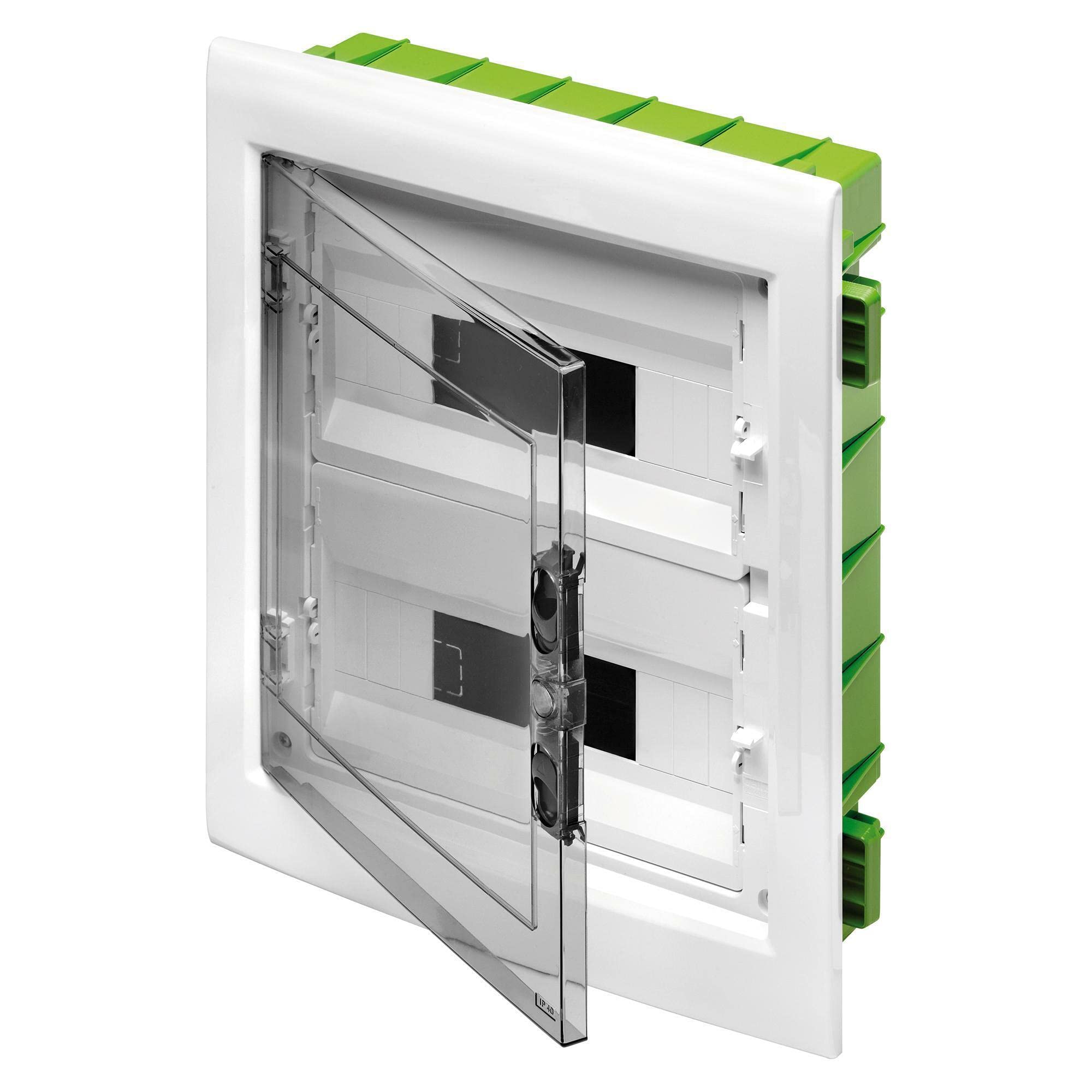 GEWISS - GW40606PM - Centralino Protetto - Green Wall - Per Pareti Mobili E Cartongesso - Porta Trasparente Fumé - Con Telaio Estraibile - 24 (12X2) Moduli IP40