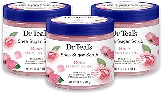 Dr Teal's Shea Sugar Body Scrub, Rose with Essential Oil, 19 oz (Pack of 3)