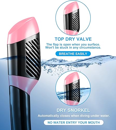 Vista 4 de Aegend Equipo de esnórquel para adultos, juego de esnórquel seco vista panorámica mejorada con tecnología antifugas y antivaho. Correa ajustable