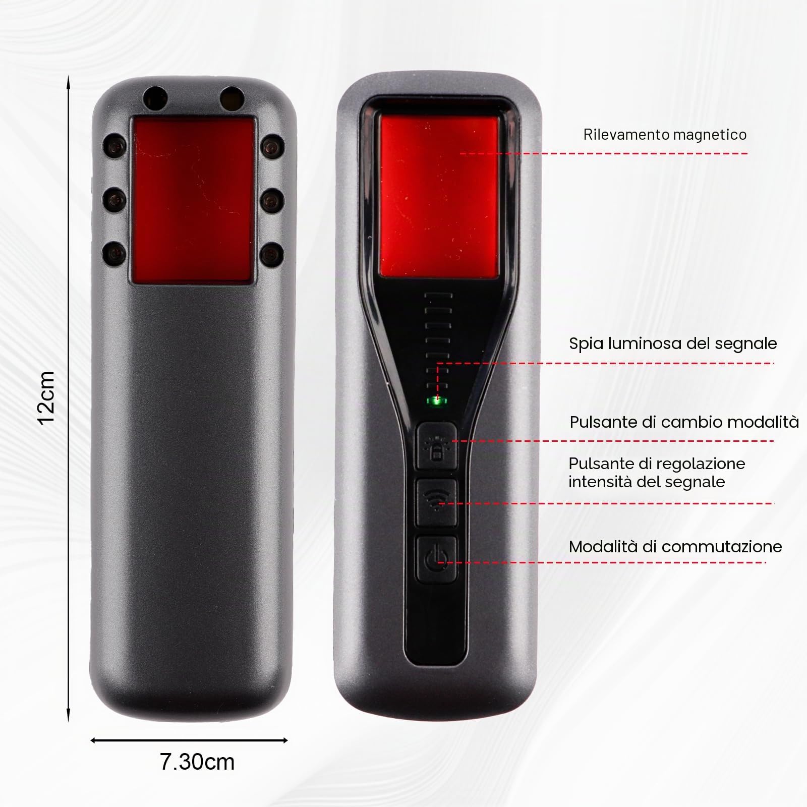 Rilevatore Microspie, Rilevatore Telecamere Nascoste, Fotocamera wireless RF, 5 Livelli Sensibilità, con Adattiva Sensibilità Regolabile per Casa, Ufficio, Hotel, Viaggi