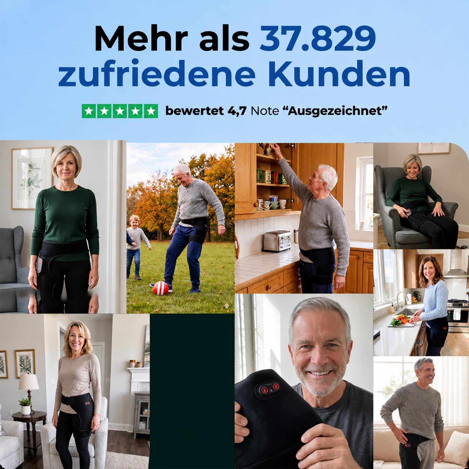 Hipora 4-In-1 Hüftmassager,Hipora Rotlicht Hüftgürtel,Beheizbares Vibrations Hüftmassagegerät,Geeignet Für Gesäß, Hüfte Und Den Unteren Rücken