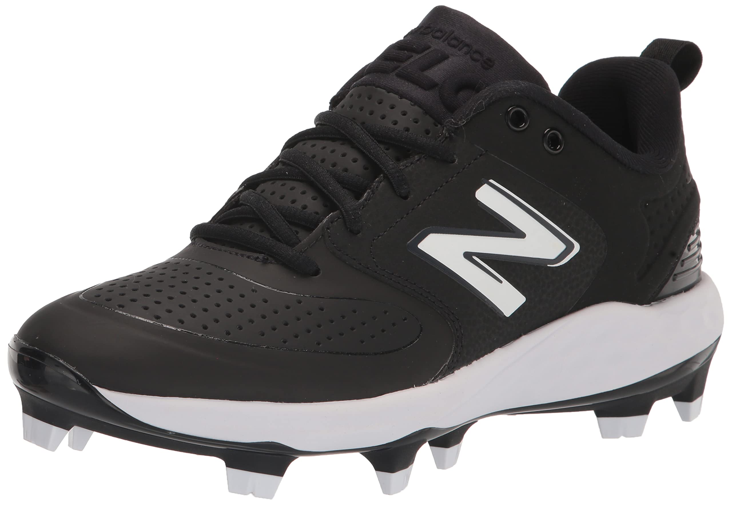 New Balance Women's Fresh Foam Velo V3 Molded Softball Shoe, Black/White Synthetic, 5.5