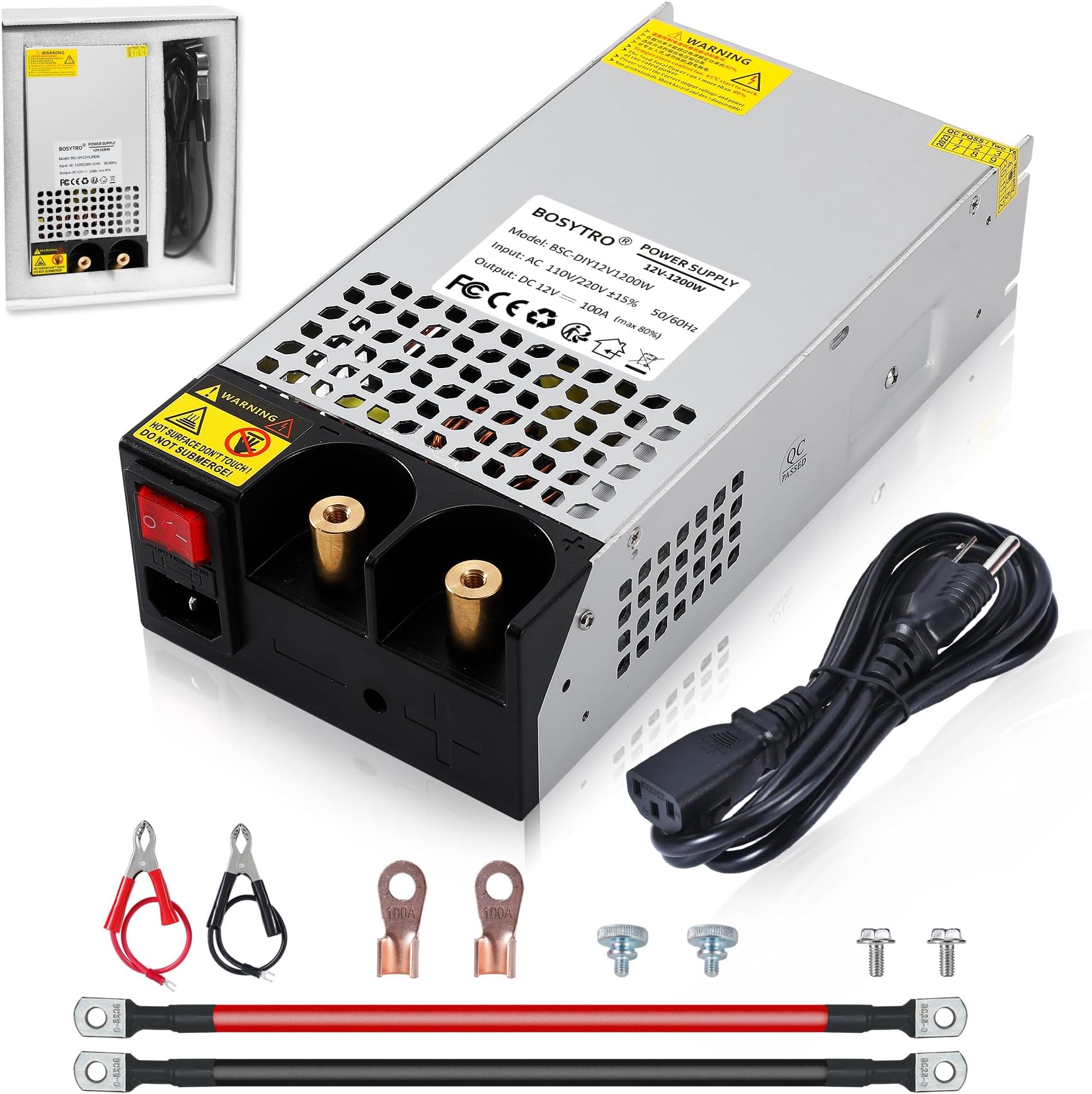 AC to DC Converter 12V Power Supply 1200W Max 100A SMPS 110v to 12v Converter Switching Power Supply Transformer for Car Radio/Stereos, RV, 3D Printer, Led Strip, Motor Pump, CCTV