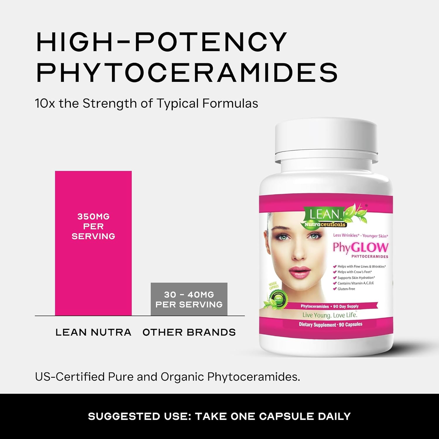 Skin Care Phytoceramides, 90 Day Hydration Focus Super Ceramide Supplements for Women and Men, Wrinkle Support Factor Pills Give youth to the Face with Multivitamin A, C, D, E Gluten Free 90 Capsules - Image 5