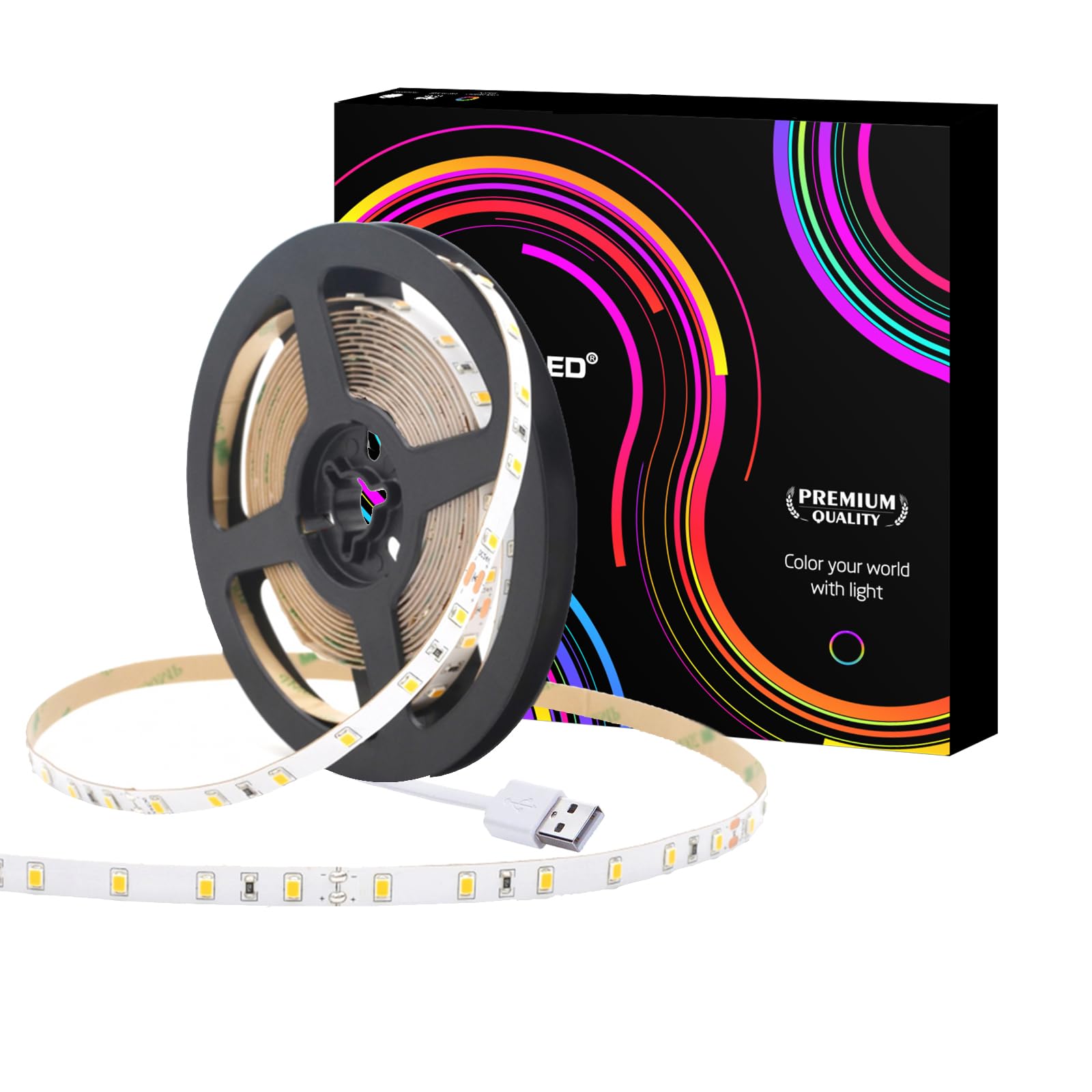 Vvfled Warm White 2M Usb Led Strip Light, Pulg & Play, Tv Backlights, Super Bright Indoor Strip Light For Bedroom, Kitchen, Diy, Decor Led Rope Lights Tape Light