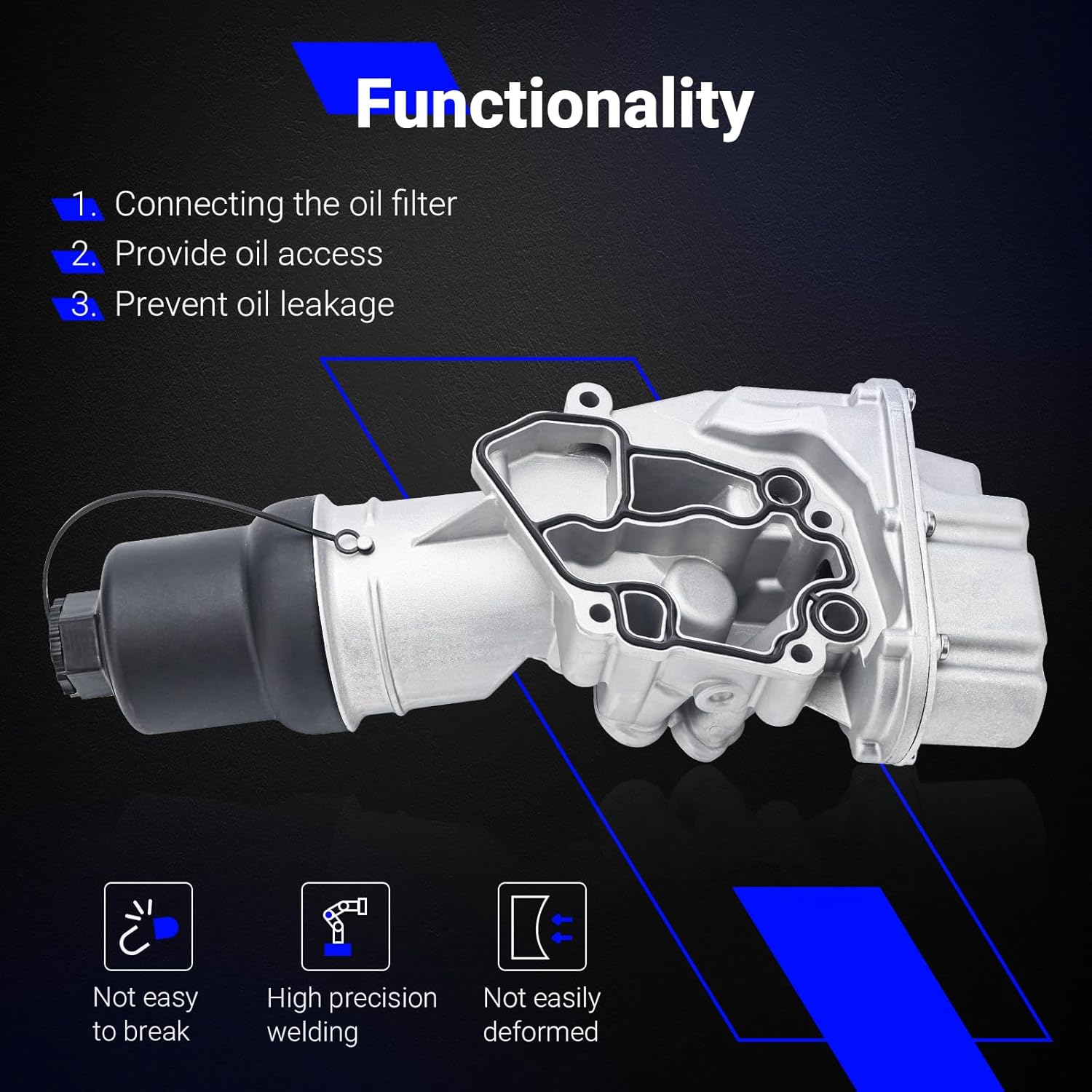 06F115397H Upgrade Aluminium Oil Filter Housing for 06-13 VW Jetta GTI Eos Golf Passat Audi A4 A3 TT TTS 2.0L Replace# 06F115397J 06F115397K