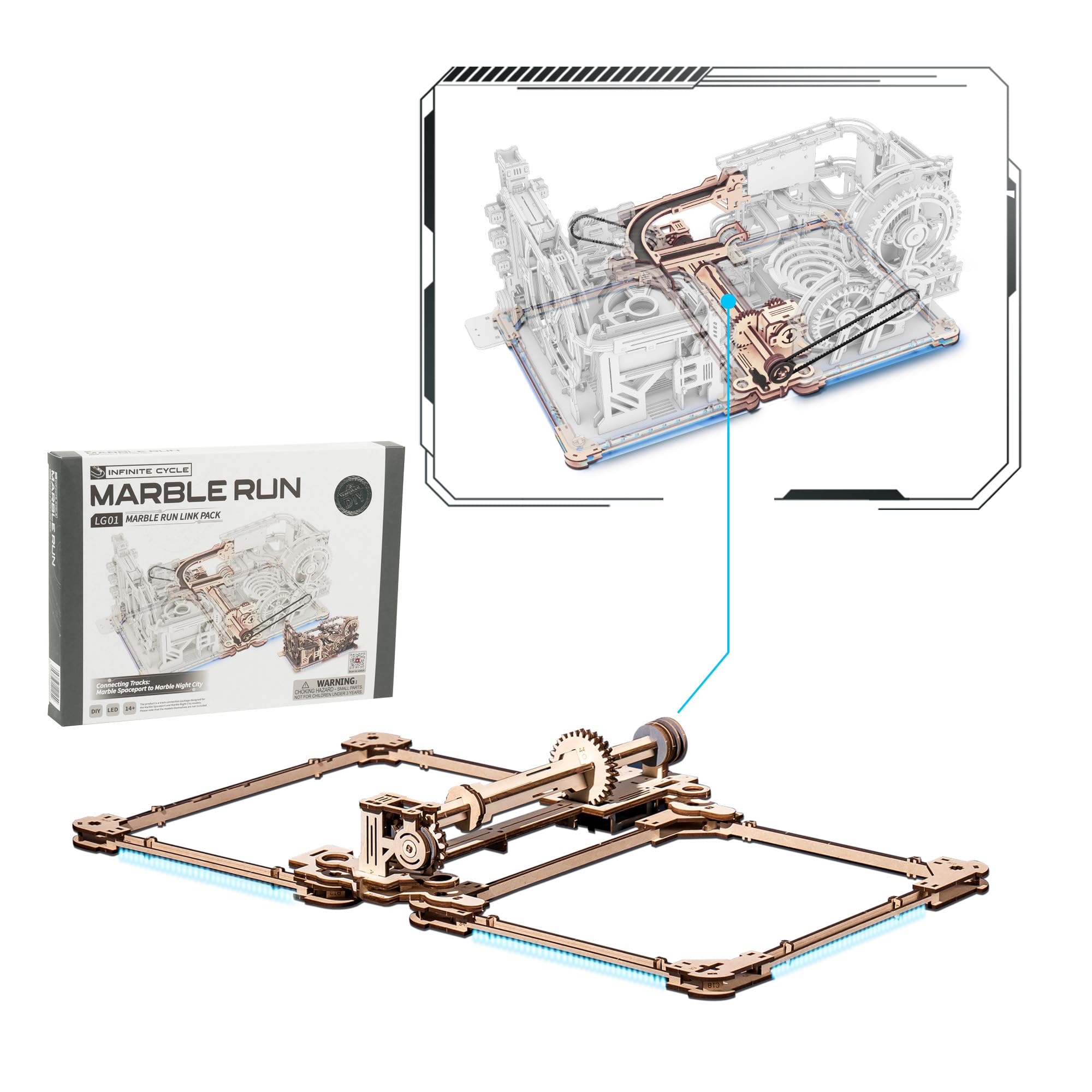 3D Puzzles for Adults, Marble Run Link Pack LG01, Wooden Model Building Kits for Teens, Electric 3D Puzzle Marble Run, Connector for LGA01 and LGC01, Desk Decor for Men/Women