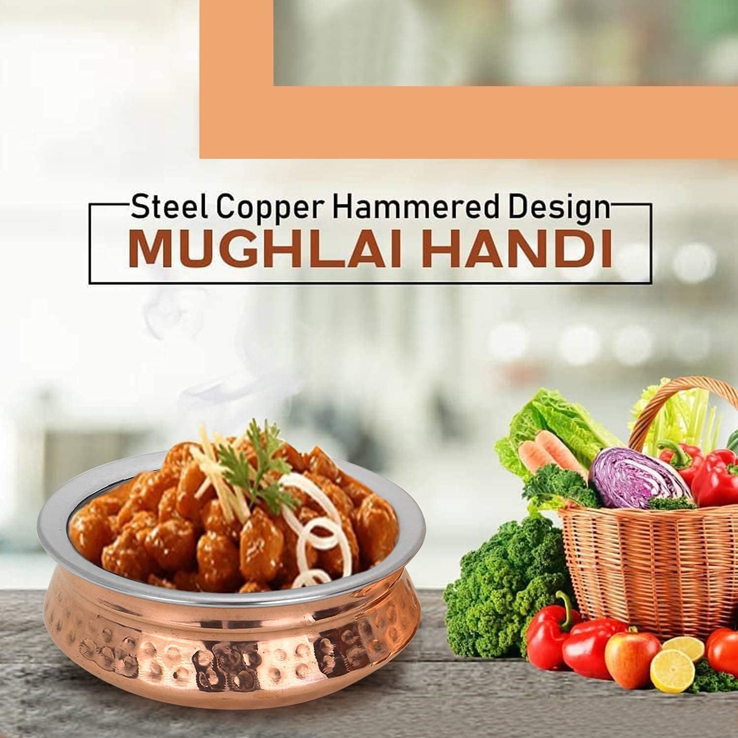 Aakrati Copper Tableware Serving Bowl Indian Serveware Handi Set Tureen Copper Stainless Steel Serving Dishes set of 4 (5 inches set of 4)