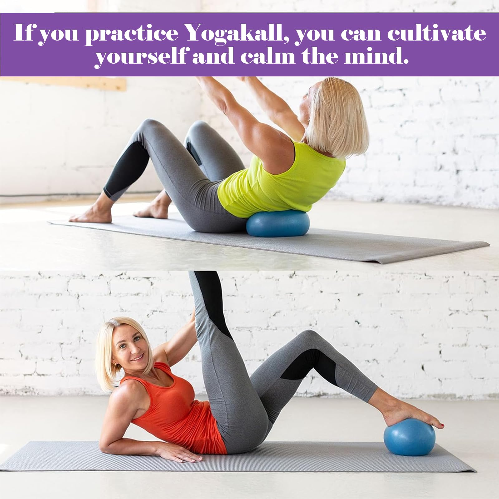 Palla da Ginnastica 2 Pezzi 25 cm, Blu e Viola, Mini Gym Ball per Yoga Pilates Fitness Allenamento Core Equilibrio Forza, Facile da trasportare e Utilizzare