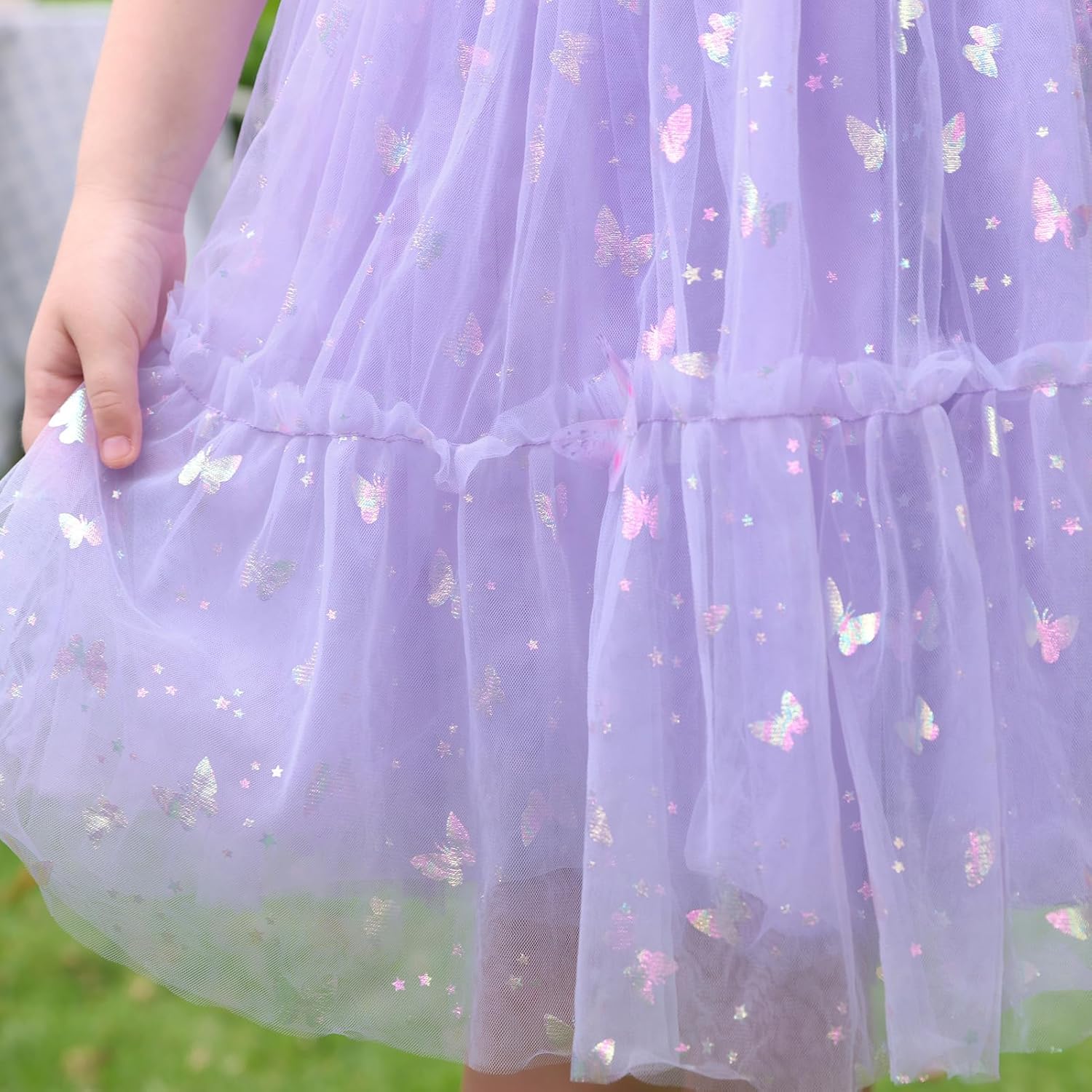 IMEKIS Toddler Kids Girls Butterfly Dress Sparkle Tulle Ruffle Sleeve Wedding Formal Birthday Pageant Dresses 3-12T - Image 7