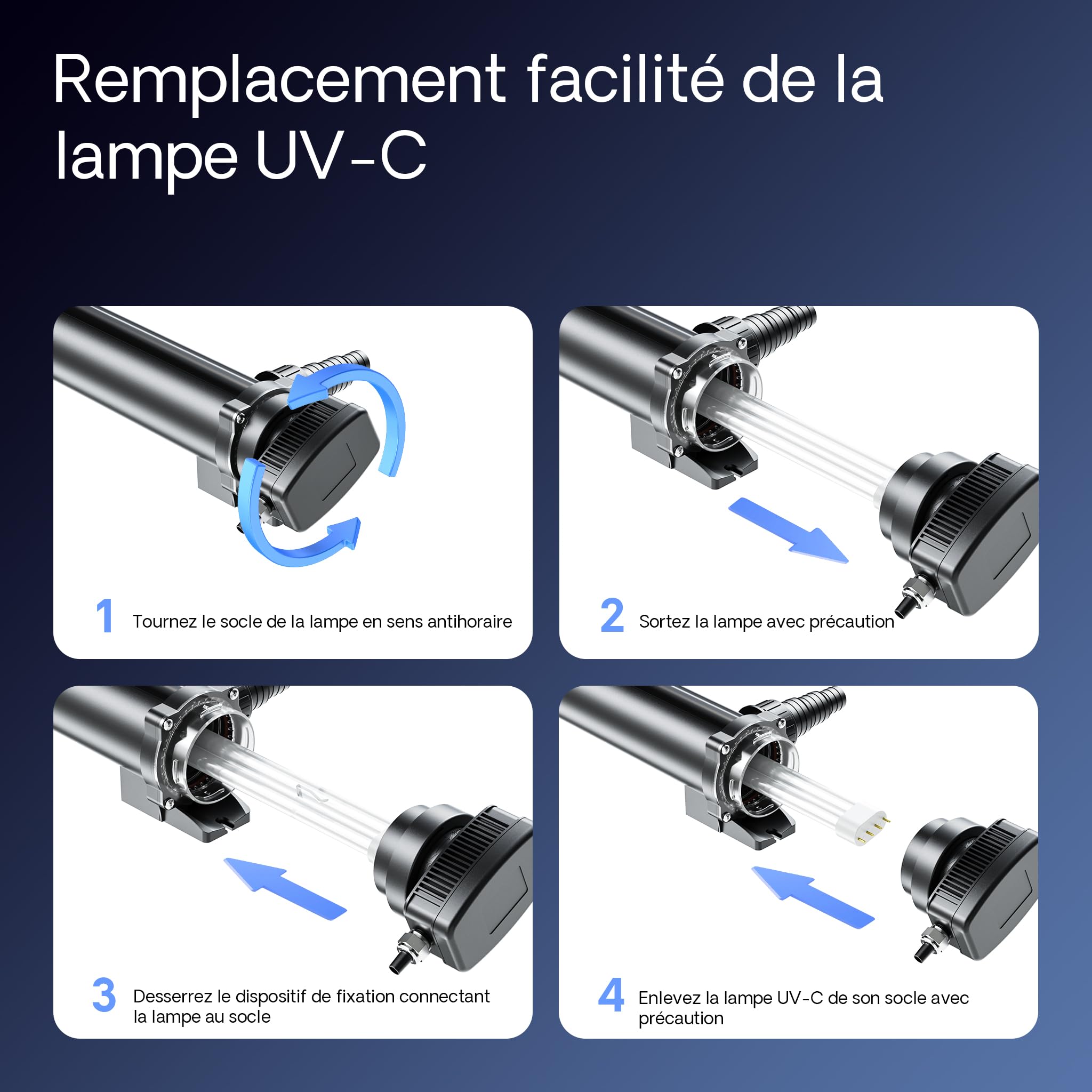 SunSun CUV-336 Stérilisateur UV Bassin 7000 l/h 36 W Miroir INOX