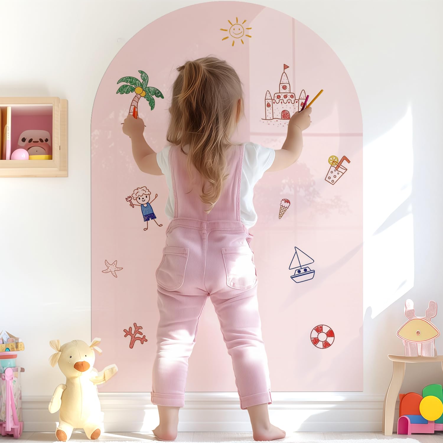 Magnetic Wall Decal Arch Set , 2025 New 24" X 48" Chalkboard For Magnetic Wall Decal Drawing Learning,magnetic Blackboard Pink