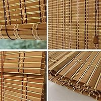 Vista 3 de Persianas de bambú natural, persianas romanas de bambú, persianas de bambú inalámbricas para ventanas, persianas enrollables de bambú retro
