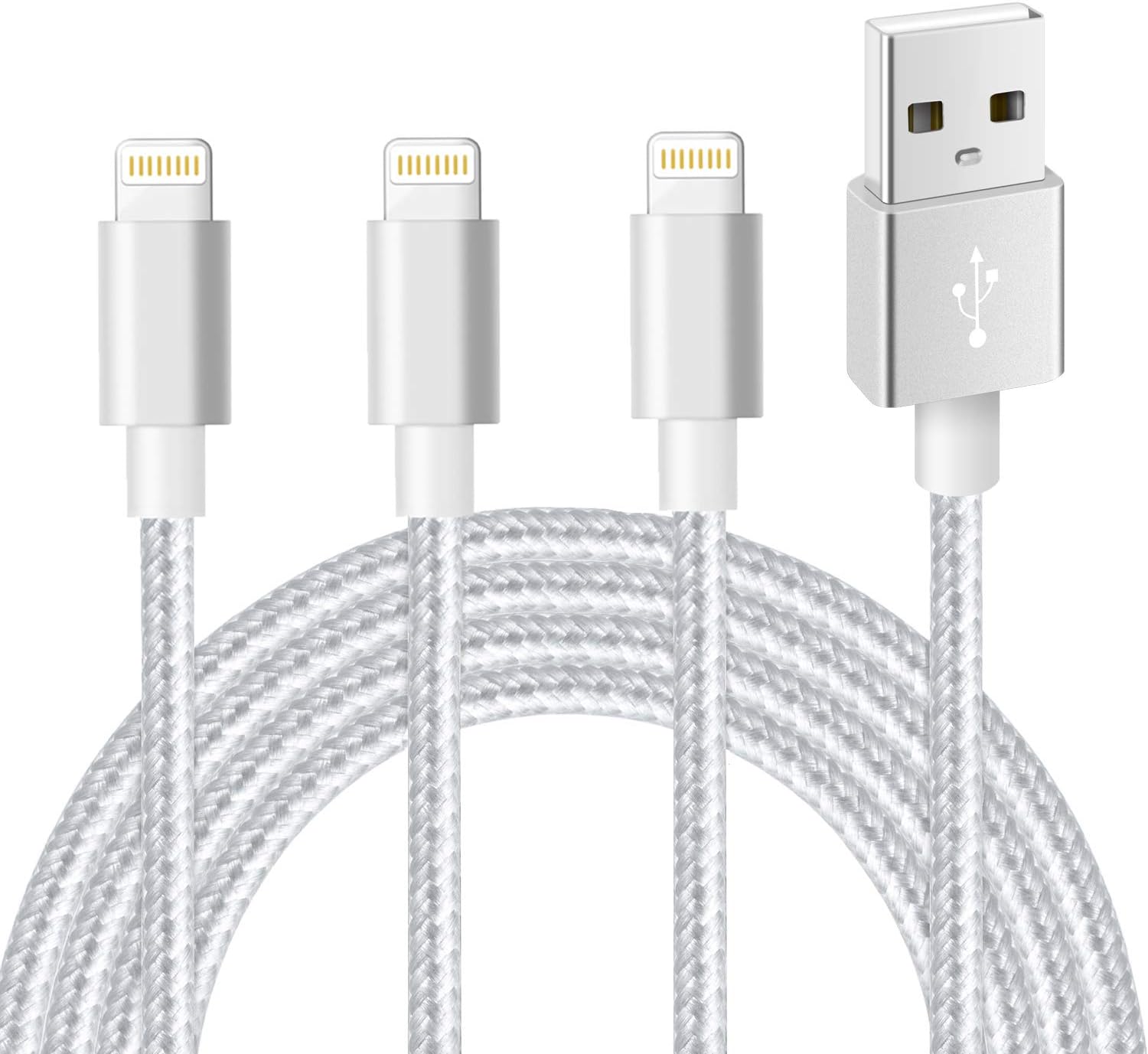 Mitesbony Phone Charger Cable[Braided Cord] 3Pack 6FT CE Certified Compatible with iPhone X/8/8 Plus/7/7 Plus/6 Plus/6s/6/5s/5,iPad Mini/Air,iPod(Black White)