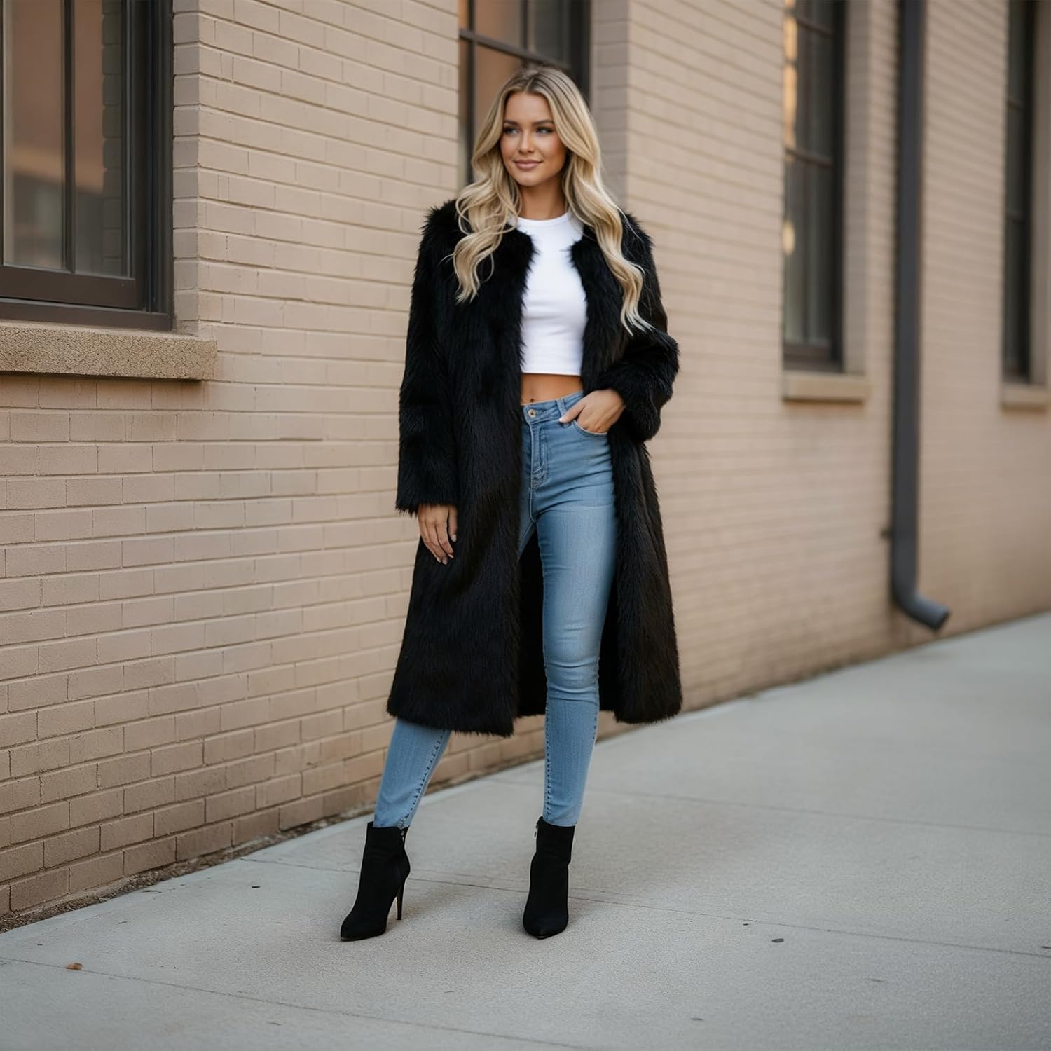 Fur Coats For Women, 2025 Long Plus Size Faux Fuzzy Jacket Fluffy Long Sleeve Winter Coat with Pockets. - Image 3