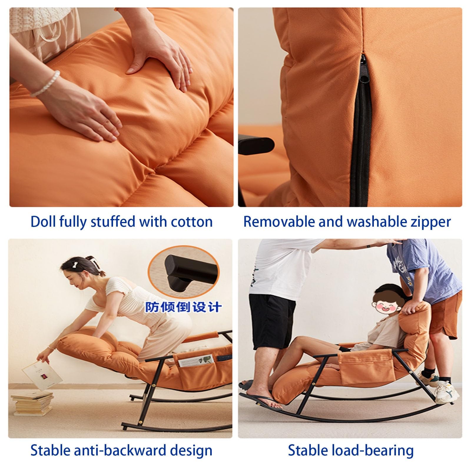 Sillones Para El Salón,sillon Relax,sillon Cama,mecedora Lactancia,butacas De Salon,sillon Lectura,sillon Lactancia,sillones Baratos,sillón Relax Con Capacidad De Carga De 150kg ( Color : Orange )