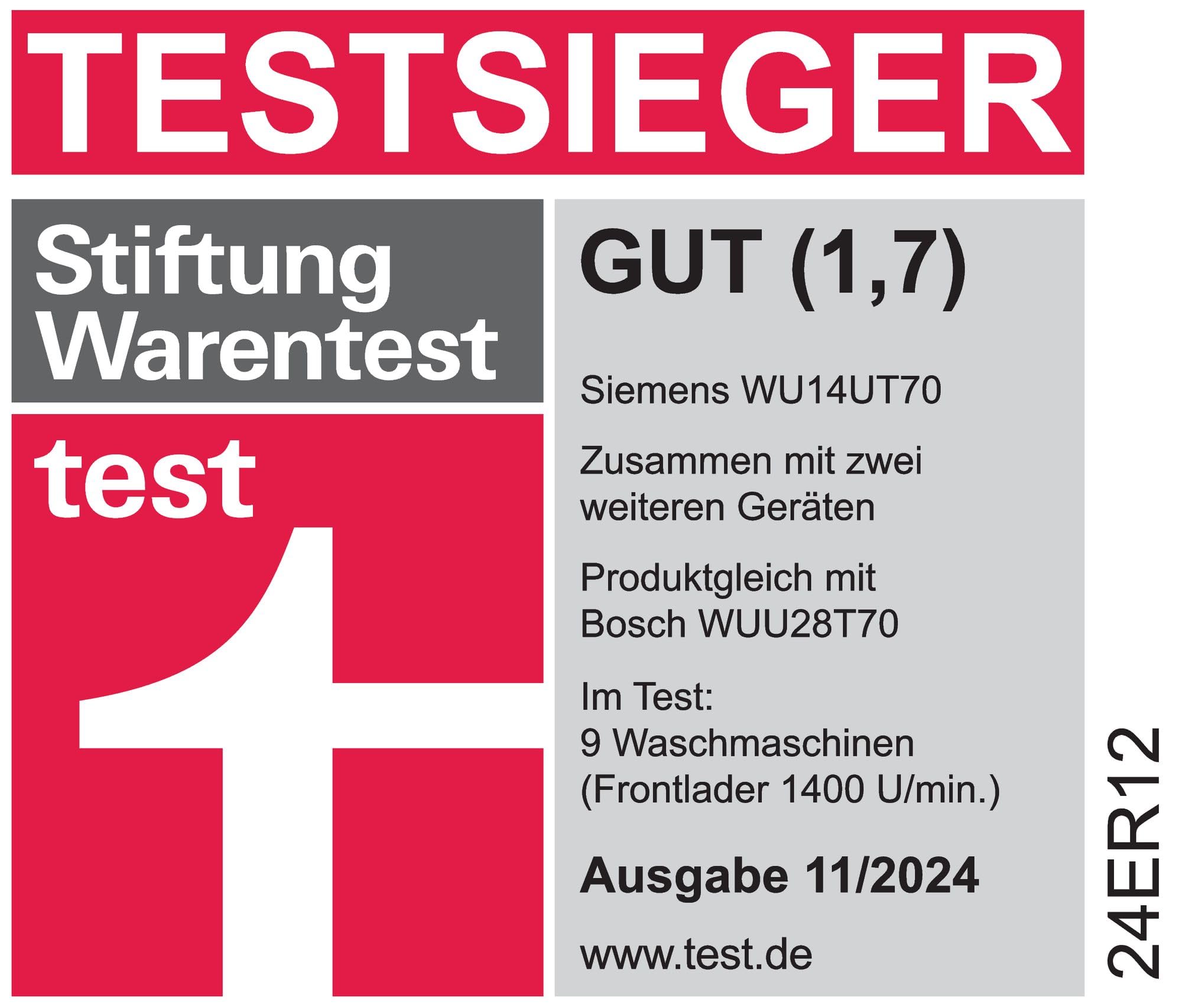 Siemens iQ500 Unterbaufähige Waschmaschine 8 kg 1400 UpM WU14UT70 | Stiftung Warentest Testsieger*, Schnelle Wäsche mit speedPack L, langlebiger iQdrive Motor, aquaStop Schutz vor Wasserschaden