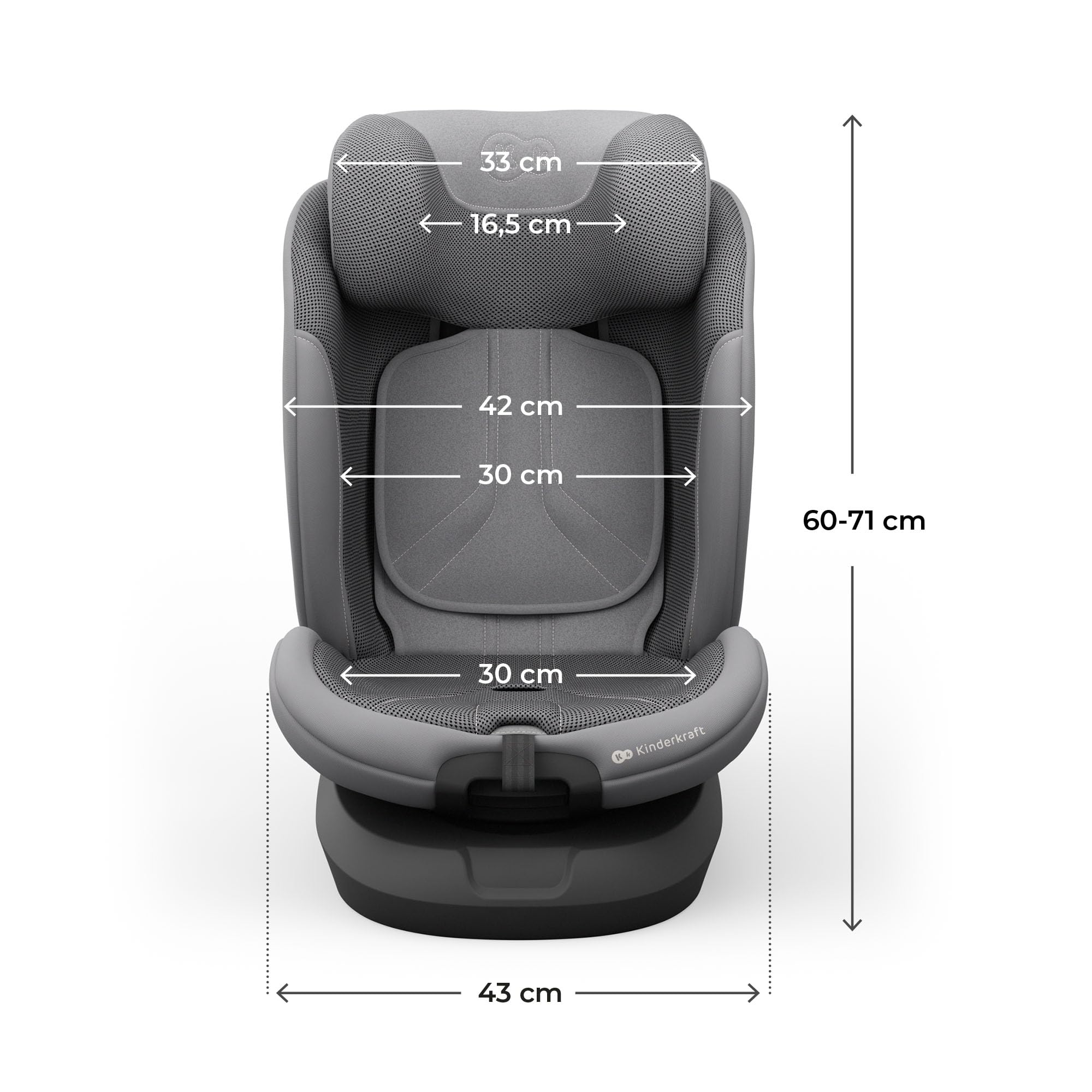 Kinderkraft I-GROW 2 PRO Silla de coche, I-SIZE 40-150 cm, Isofix, Silla coche bebé, para niños, Ajustable, Sillade, RWF, FWF, Universal para coche, Asiento, 360º, Grupo 0+/1/2/3, 0-36 kg, Gris — view 12