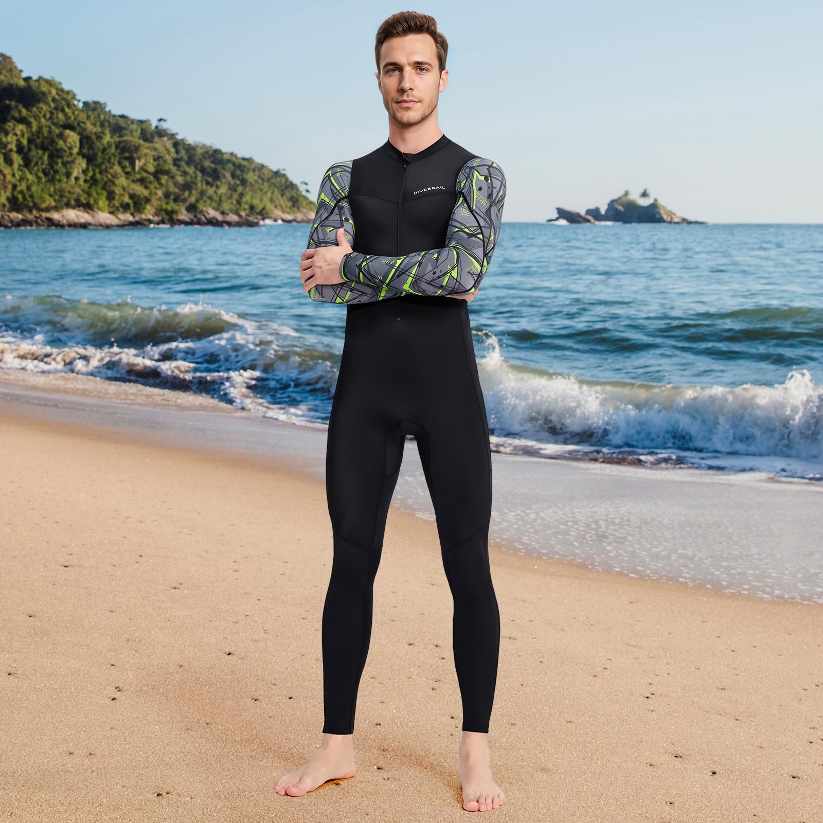 Muta Da Sub Da Uomo Premium Tuta con Cerniera Frontale per Immersioni Subacquee UV Scuba Snorkeling Tuta Da Kayak, XXXL