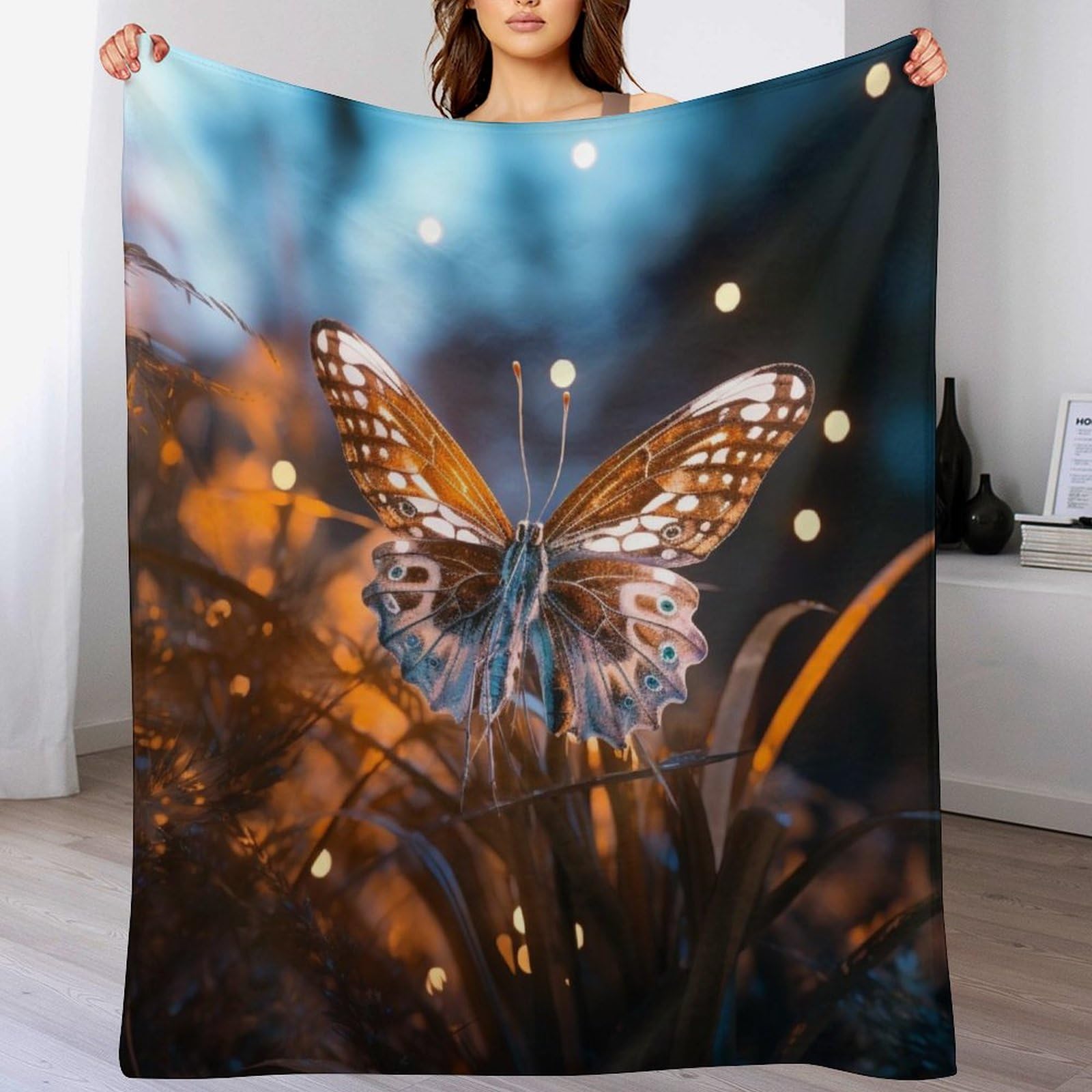 PAZZK Butterfly Blanket Ultra-soft Micro Fleece Blanket Soft And Warm Digitally Printed Blanket Blanket Anti-pilling Throw Blanket For Adults & Kids（130×150cm）