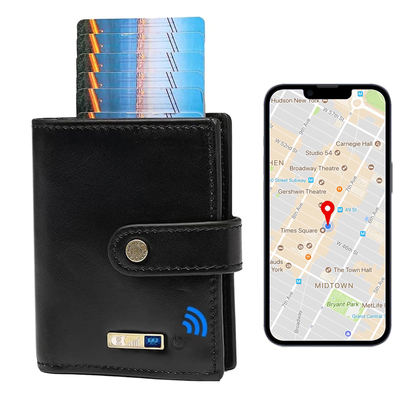Anti-Lost Bluetooth Wallet Tracker & Finder, Slim Wallets for Men, Minimalist Mens Wallet Credit Card Holder Gifts with Box (Leather Black)-image-16