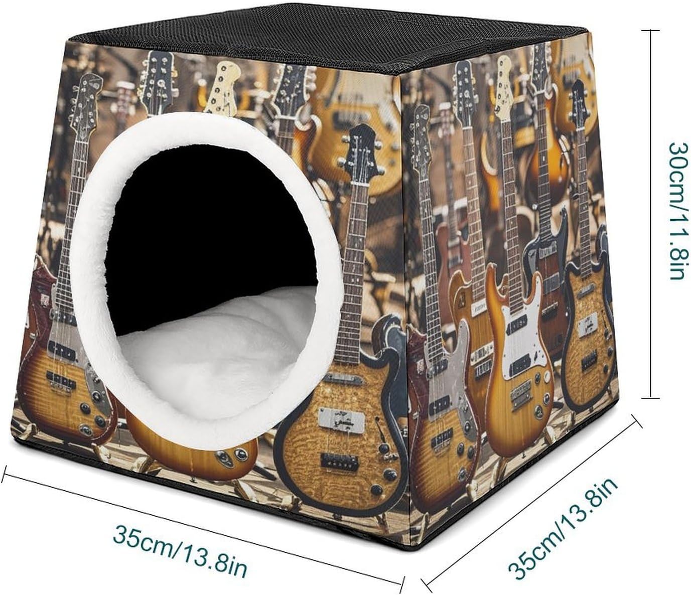 Pet Sleeping Nest Bed, Guitar Bass Music Musical Instruments Printed Dog House Cat Nest, Winter Pet House are Suitable for Most Cats, Dogs, and Other Small Pets