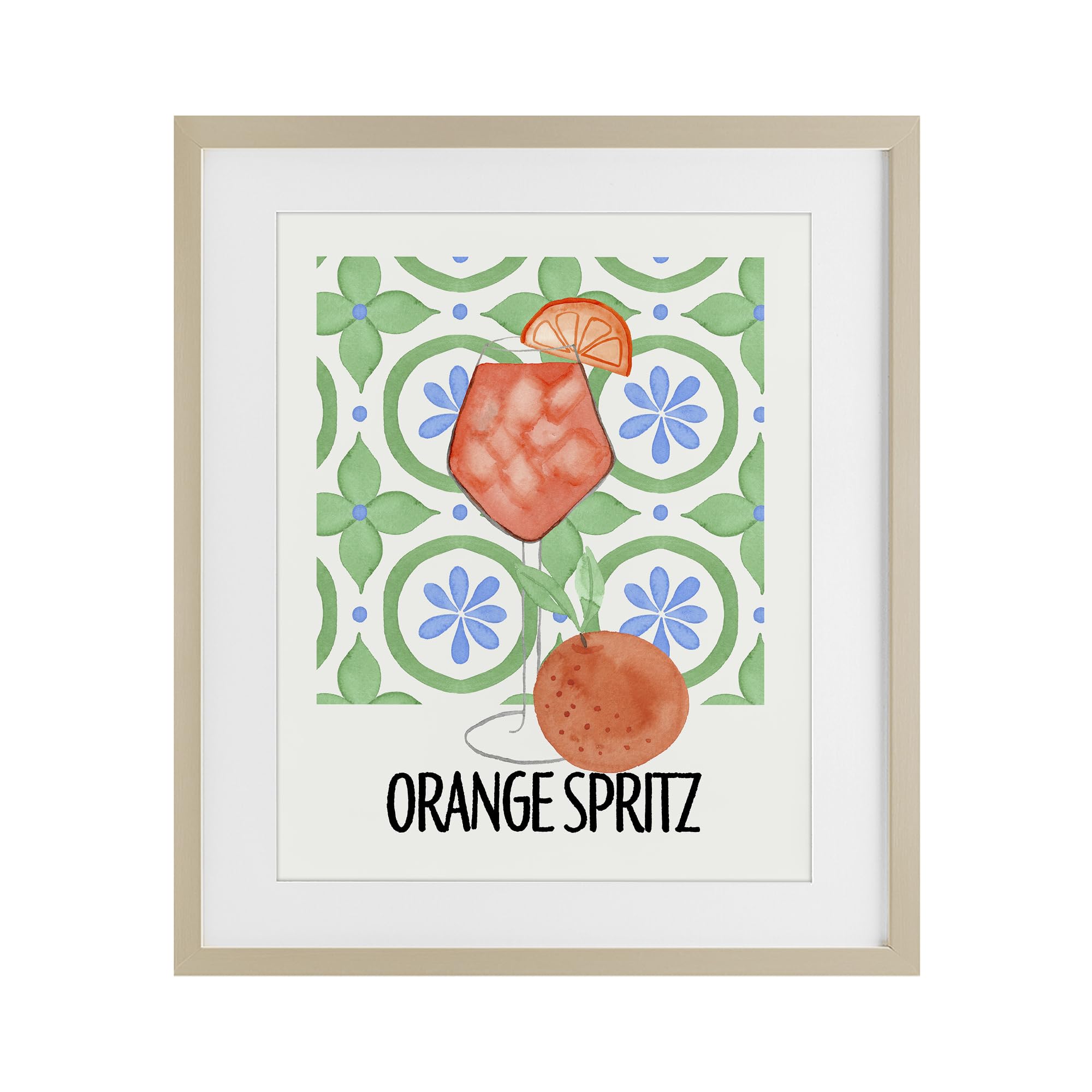 Stupell Industries Harvest Pine (Textured) Orange Spritz Kitchen Cocktail, 17 X 21 Inch Framed Print Under Glass