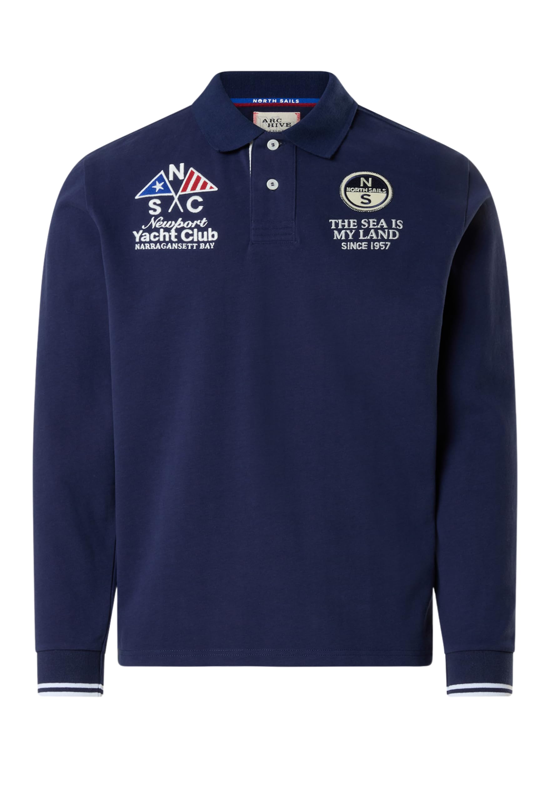NORTH SAILS Polo Uomo a Maniche Lunghe Archive in Jersey di Cotone Organico