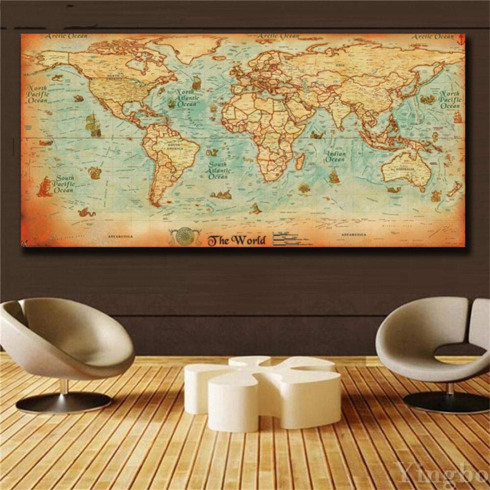 Peinture diamant 5D carte du monde grand format pour évacuer le stress et décorer sa chambre