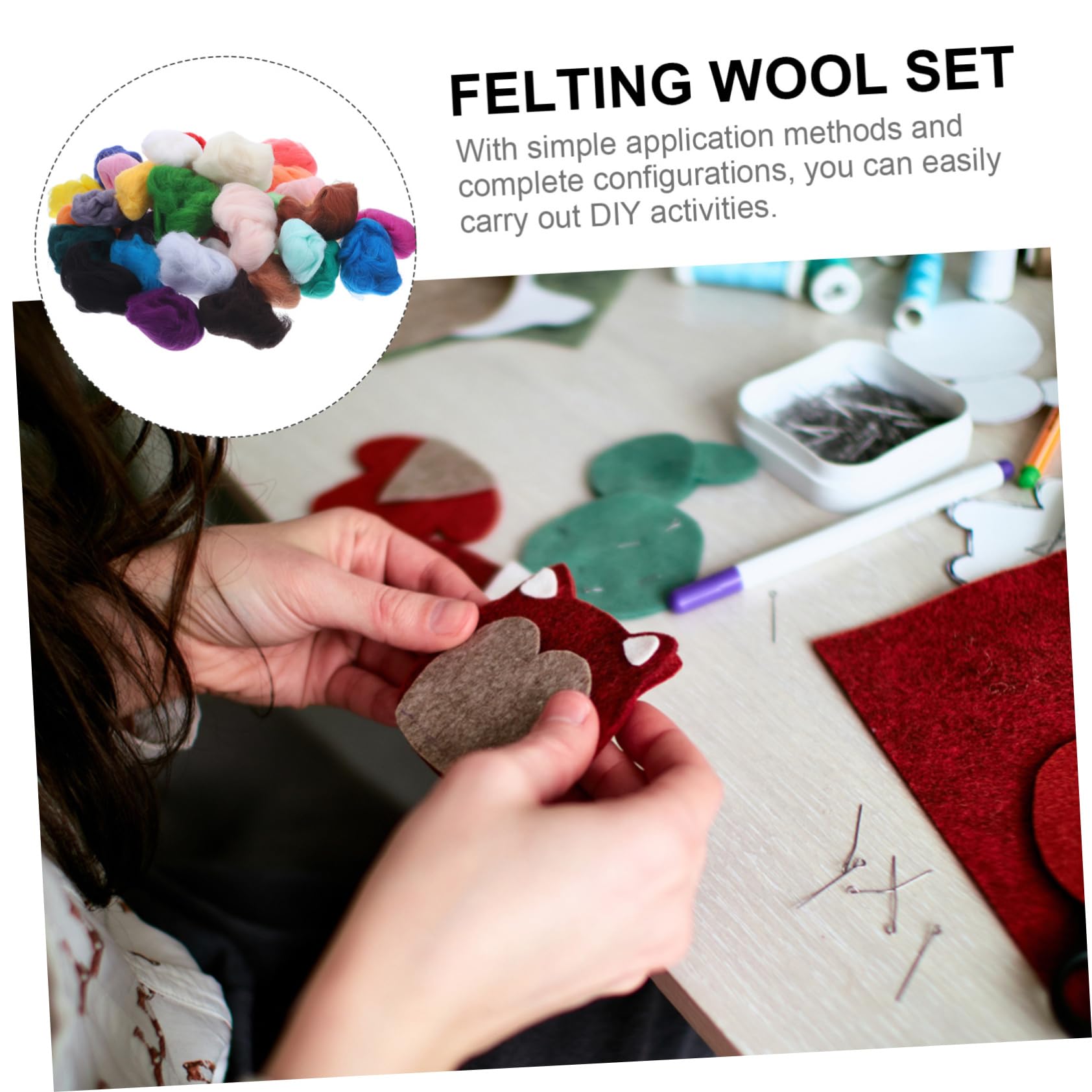 STOBOK 108stücke Teiliges Set Für Nadelfilz Bunte Filzwolle Für -projekte Geeignet Für Trocken Und Nassfilzen Handwerksmaterialien Für Kreative Bastelideen