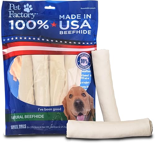 Miniatura 10 de Pet Factory 100% fabricado en Estados Unidos carne de res de 5 pulgadas, rollos de chips masticables para perros, sabor natural, 18 unidades1 paquete