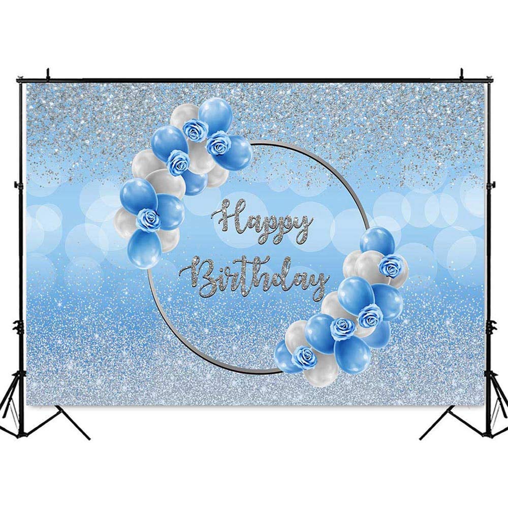 Glitter Gelukkige Verjaardag Achtergrond voor Vrouwen Roze Glanzende Ballonnen Zilveren Ring Zoete Meisje Verjaardag Party Achtergrond Decor A6 5x3ft/1.5x1m