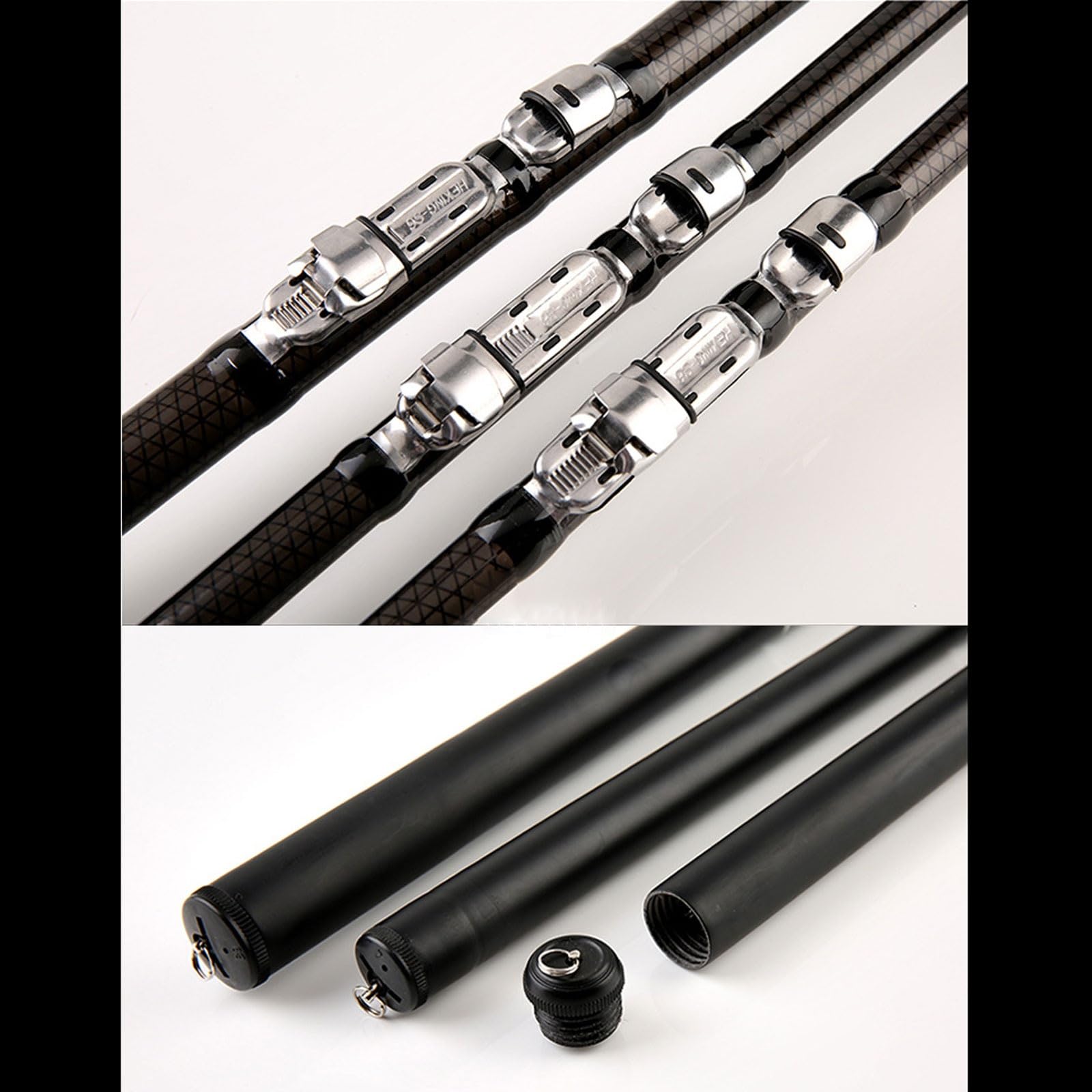 Canne A Peche Telescopique en Carbone 2.7M 3.6M 4.5M 5.4M 6.3M 7.2M Canne à Pêche Canne À Lancer Canne à PêChe Chinoise pour De Longues PéRiodes De PêChe(6.3m)
