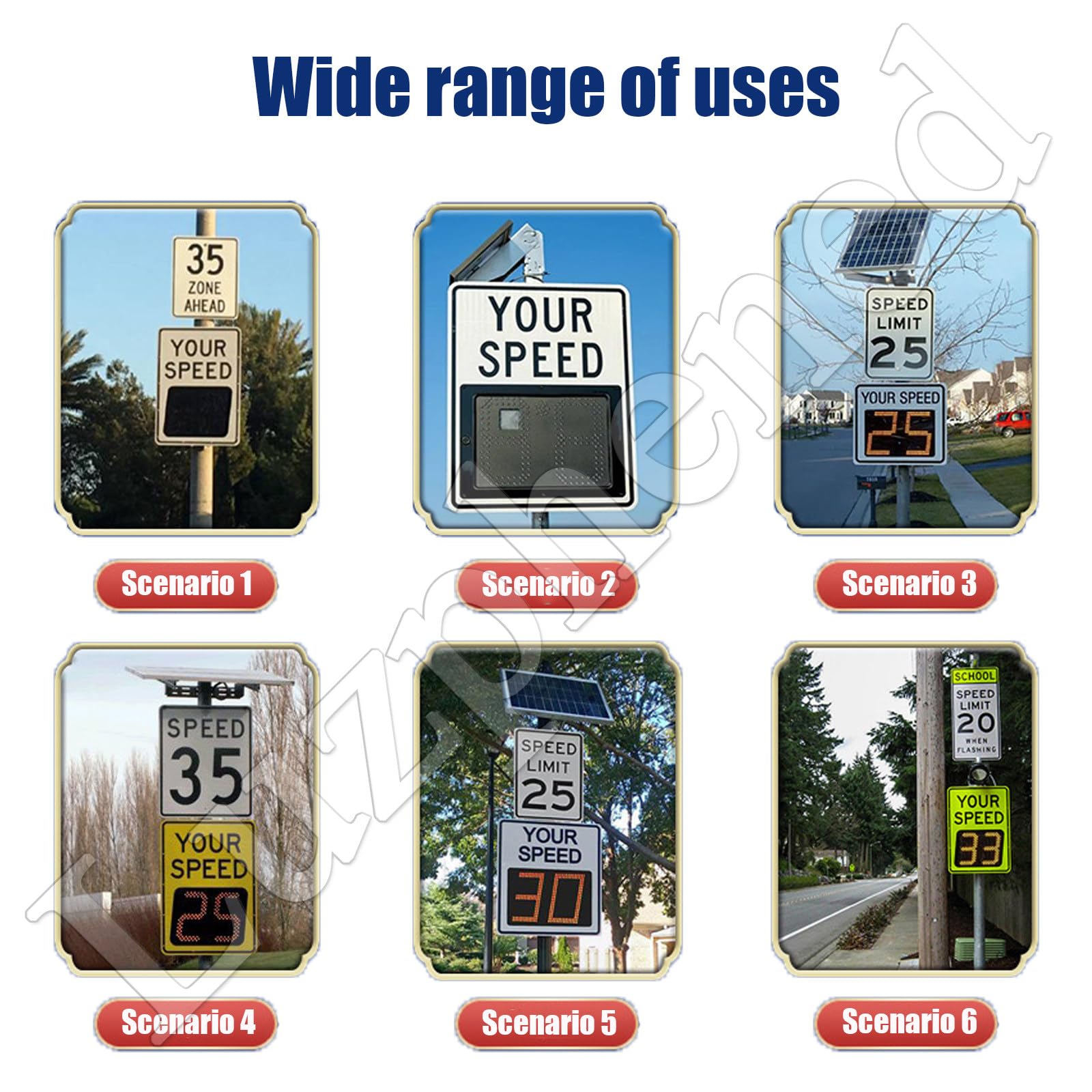 Señal de retroalimentación de límite de velocidad de radar alimentada por energía solar, señal de tráfico ajustable con control remoto, 20 x 27 pulgadas para una advertencia eficaz en la carretera