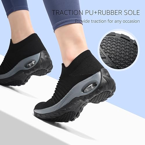Miniatura 7 de STQ - Zapatos de caminar para mujer, antideslizantes, con suela antideslizante, cómodos, con soporte de arco, para tenis, fascitis plantar,