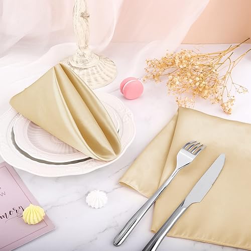 Miniatura 5 de ANECO Paquete de 16 servilletas cuadradas de satén de seda brillante, servilletas de mesa de tela suave y lisa para decoración de banquetes de boda,