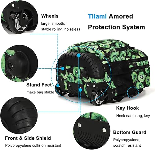 Miniatura 5 de TILAMI - Mochila con ruedas para laptop de 18 pulgadas, para escuela, universidad, estudiante, viaje, niños y niñas
