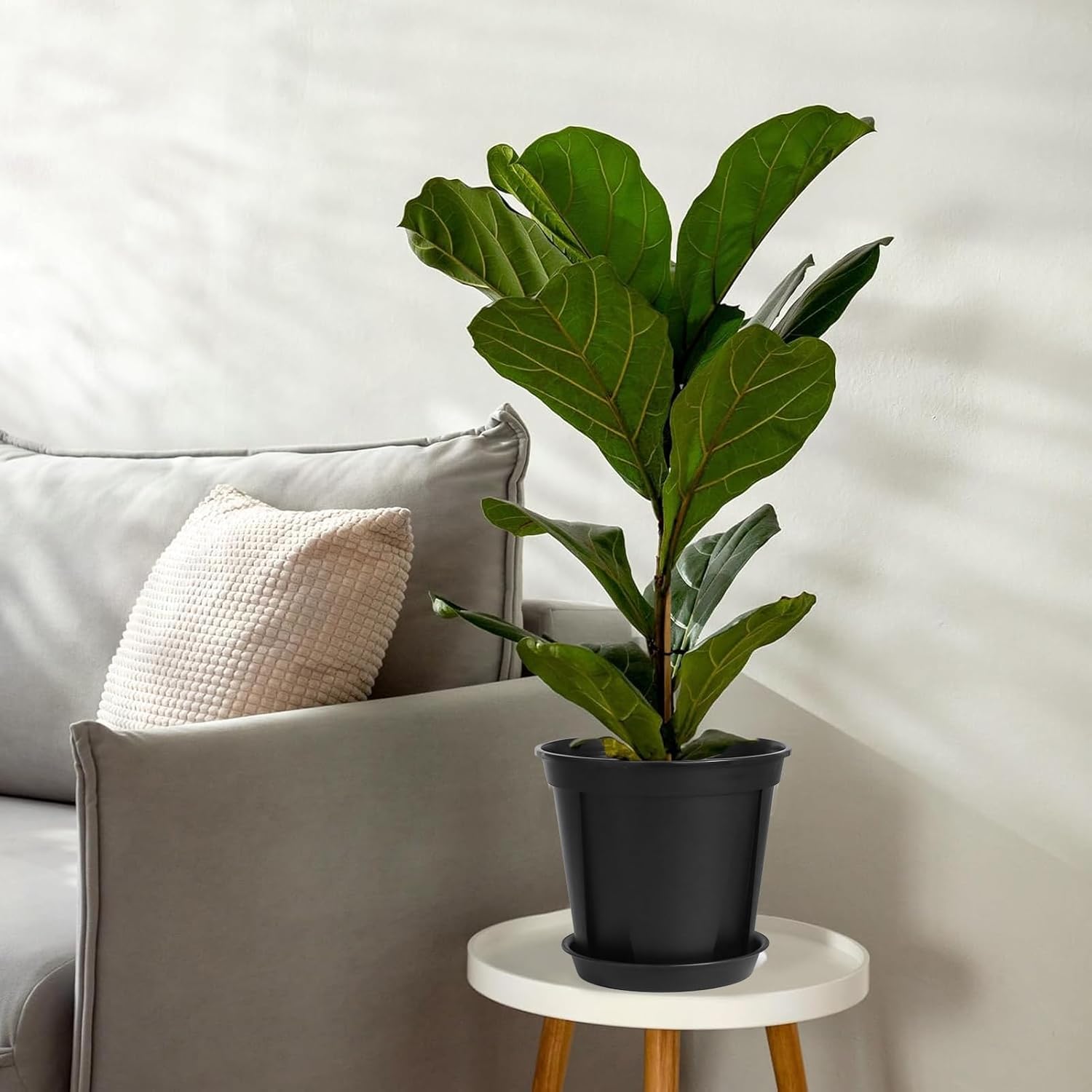 Black Nursery Pots - 25.4 Inches Indoor Plant Pots, Flower Planter, 3 Pieces Portable Indoor Planter with Drainage and Saucer | Multifunctional Plant Potting Container for Flower Shops, Home