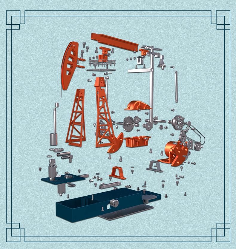 US in Stock, Metal Electric Oil Pumping Unit High Simulation DIY Assembly Model Kit