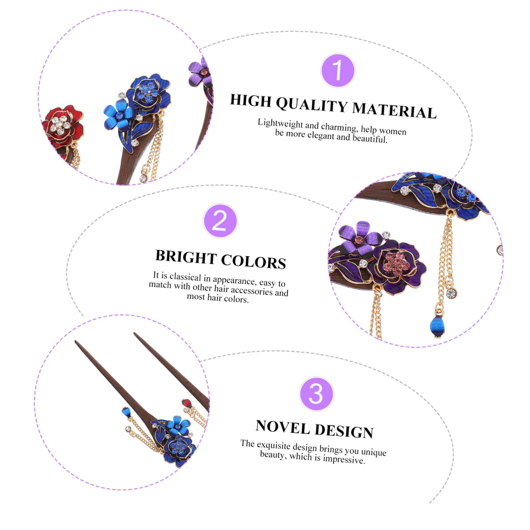 Housoutil 9piezas Horquillas De Pelo Étnicas Cristales Brillantes Accesorios Para Peinados Elegantes
