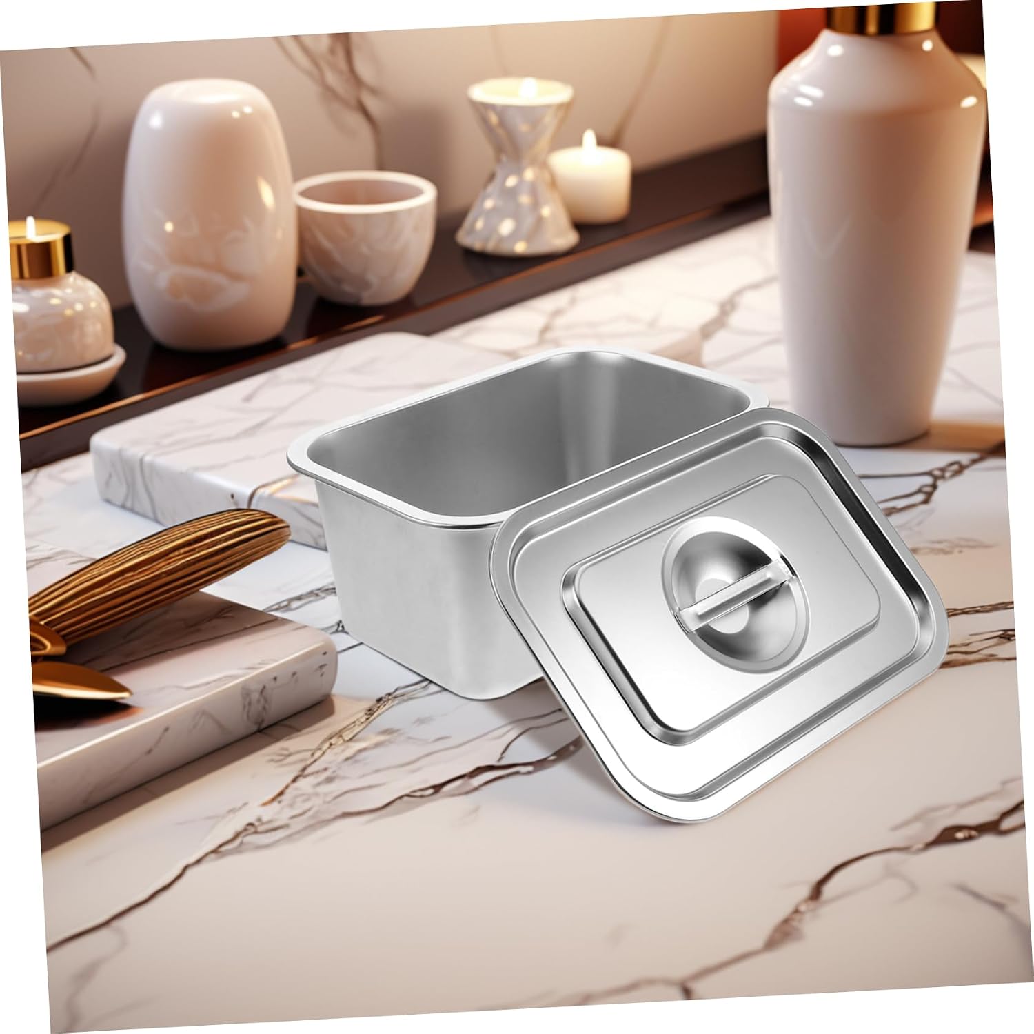 Levemolo Stainless Steel Kitchen Compost Bin with Smell Control Lid Countertop Food Waste Storage Bucket for Easy Disposal Height for Kitchen Use
