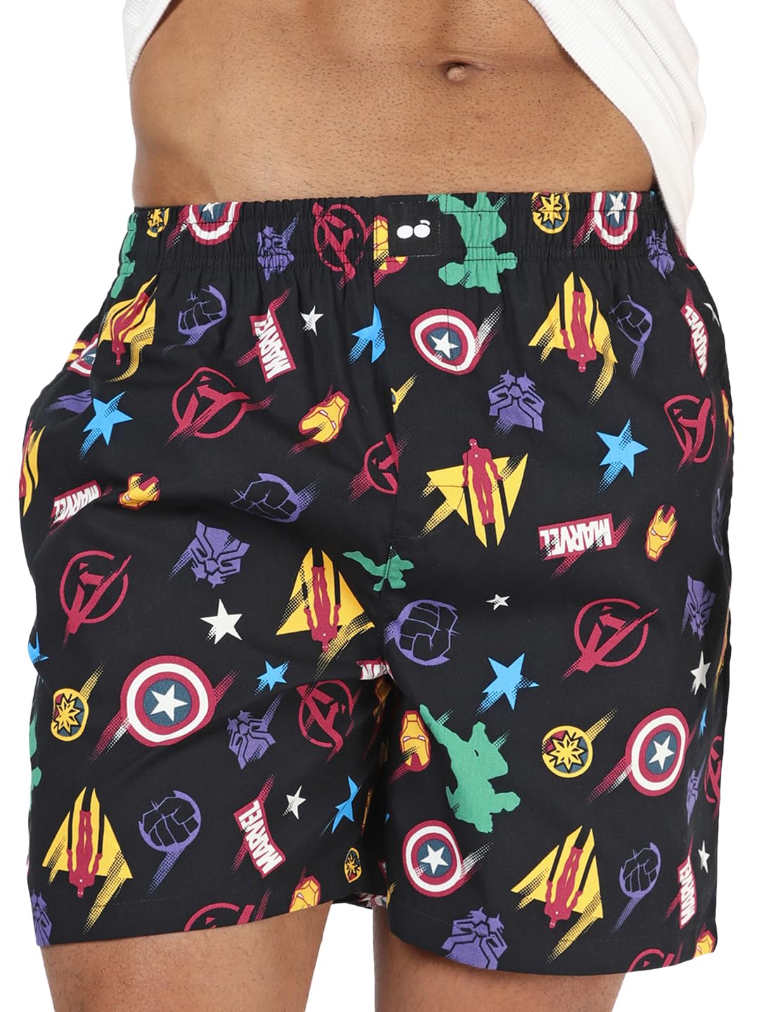 bewakoof Official Marvel Merchandise Men's Avengers All Over Printed Regular Fit Poplin Boxer-picture-37