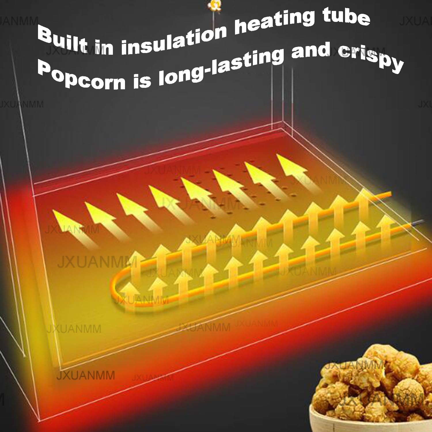 Palomitero 1300W Palomitero Profesional para Noches de Cine en Familia y Tiendas, Olla de Acero Inoxidable para Hacer Palomitas Snacks para Tiendas, Cines