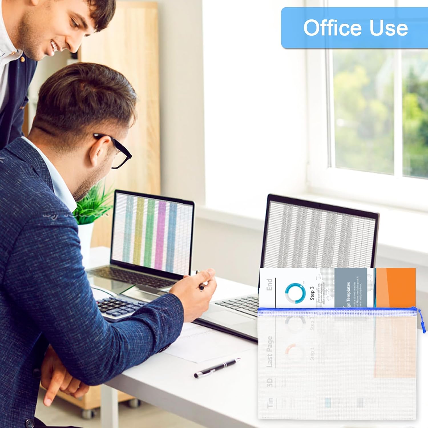 Mesh Zipper Pouch Bags,10 Colors A4 Size Bags for Waterproof Transparent Document File Organizer Bags for School,Office Supplies,Toys,Puzzles,Board Games Storage - Image 8