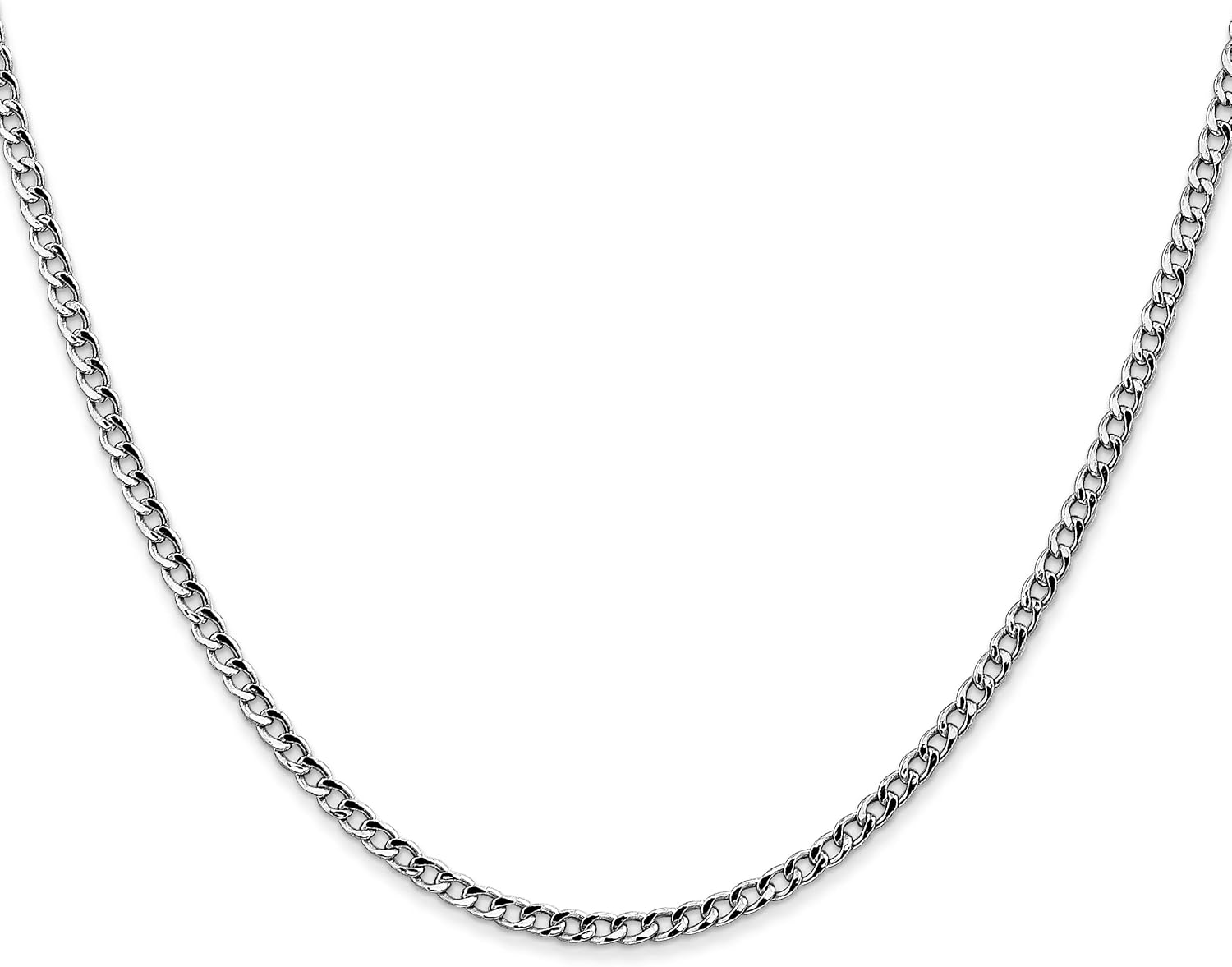 IceCarats 14K Solid White Gold 2.5mm Curb Link Chain Necklace