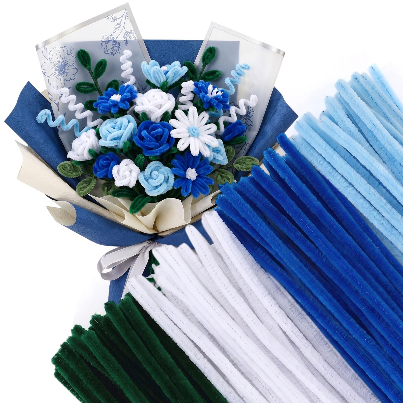 Yunsailing 200 Pcs Pipe Cleaners 6 mm x 12 Inch Chenille Stems Pipe Cleaners Craft Supplies Art Supplies Adults DIY Creative Decorations Creative DIY Projects Decorations (Blue)