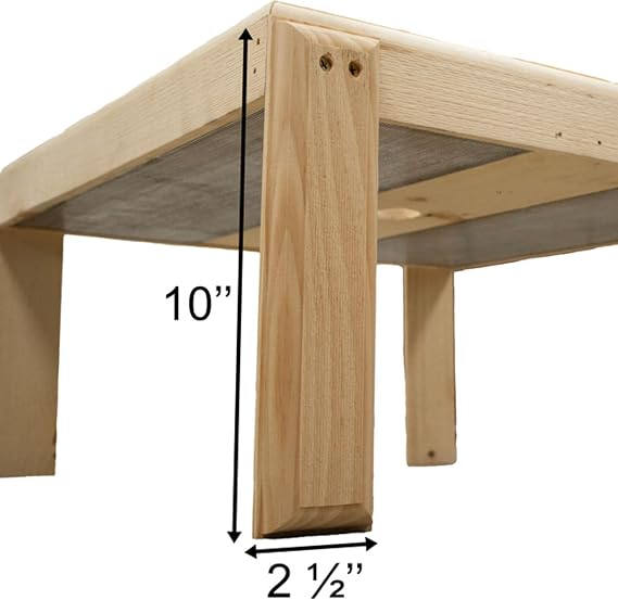 Large Standing Bird Feeder Tray Wooden Platform Feeder with Metal Mesh Base & Legs, Ground-Mounted Outdoor Bird Feeder for Seeds, Suet, Fruit Pine Construction, Made in USA