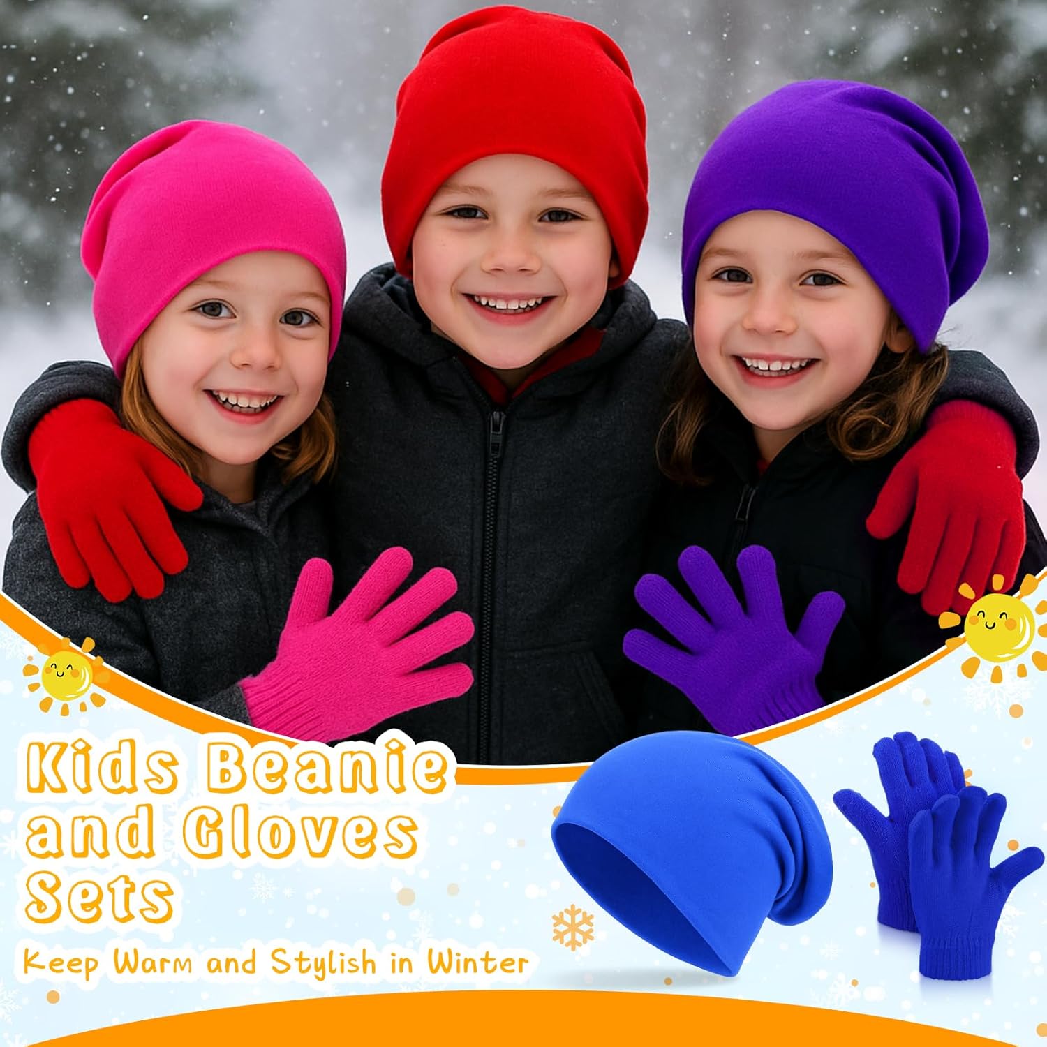 60 Pcs Kids/Toddler Winter Beanie and Gloves Bulk Warm Hats Knit Gloves Pack Winter Gifts for Boys Girls Donation - Image 4