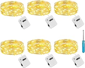 litogo 6 x Battery Operated LED String Lights with 3 Modes, 2M 20 LED Decorative Battery Lights, Copper Wire Mini LED Battery Powered Waterproof for Indoor Outdoor Christmas Weddings, Warm White