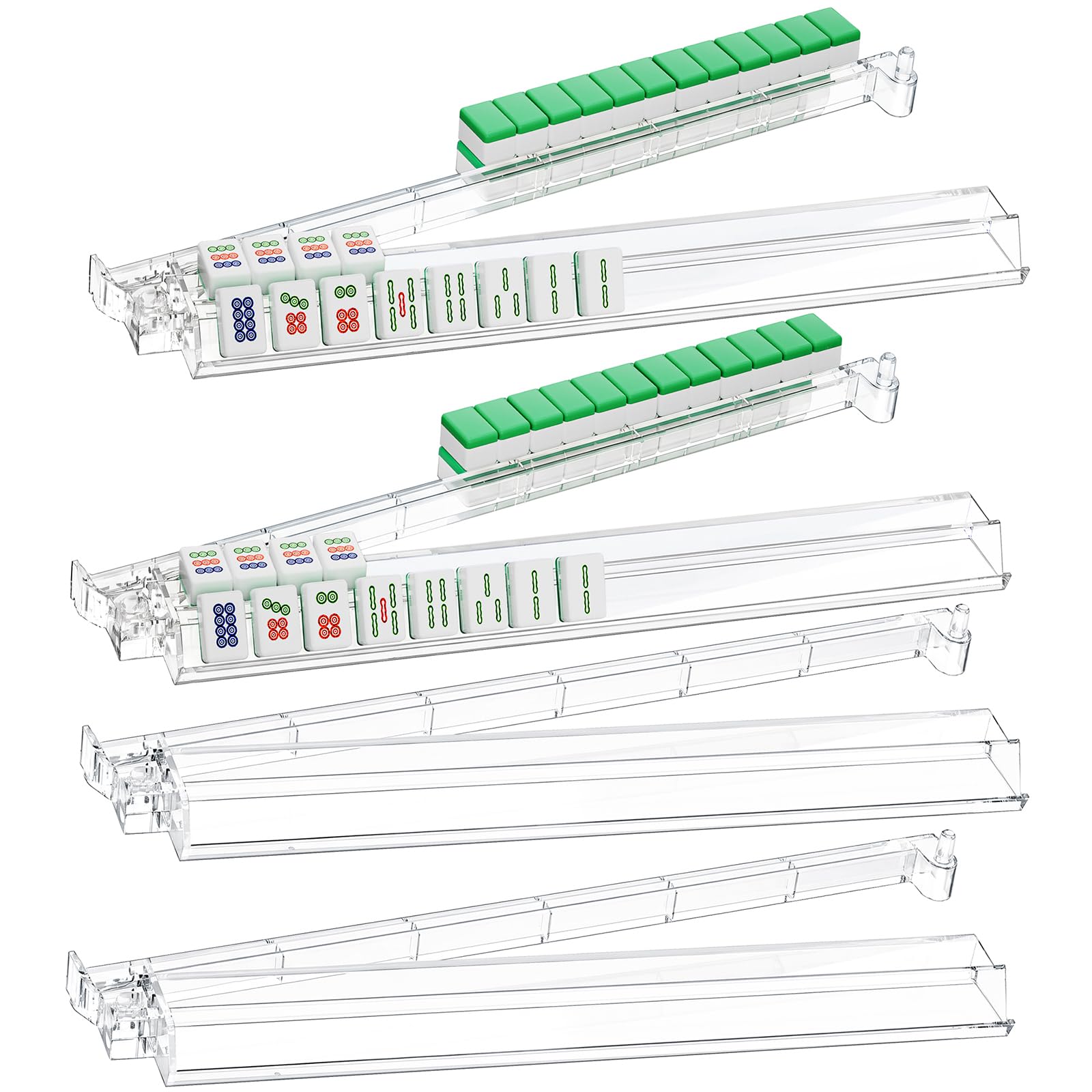 47 cm extra dicke Mahjong-Racks mit Schiebern (4 Stück), All-in-One-Zubehör, kompatibel mit amerikanischen Standard-Mahjong-Fliesen, ideales Geschenk für Mahjong-Liebhaber